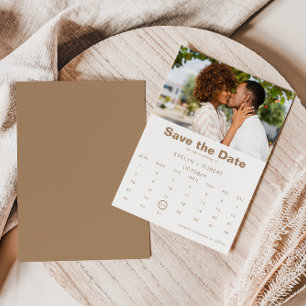 Minimalist Formal Photo Brown Save the date  Invitation