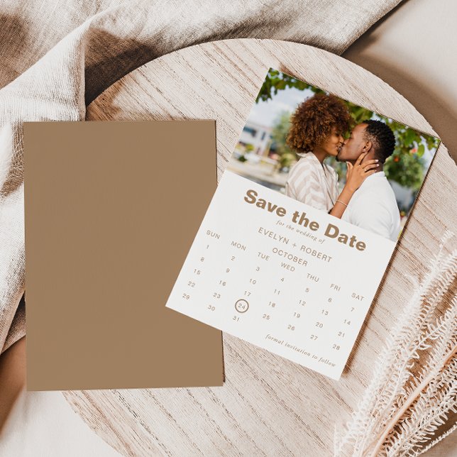 Minimalist Formal Photo Brown Save the date  Invitation (Creator Uploaded)