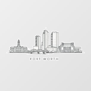 Minimalist Fort Worth Skyline Line Art