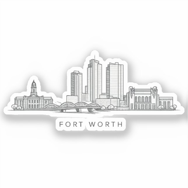 Minimalist Fort Worth Skyline Line Art (Front)