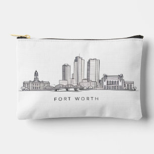 Minimalist Fort Worth Skyline Line Art Accessory Pouch