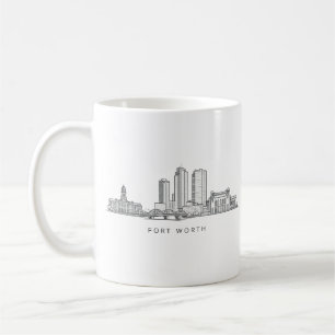 Minimalist Fort Worth Skyline Line Art Coffee Mug