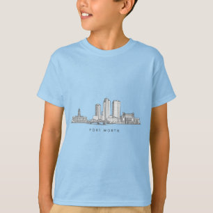 Minimalist Fort Worth Skyline Line Art T-Shirt
