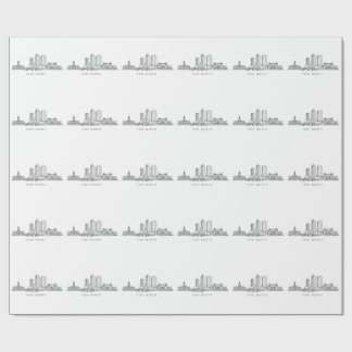 Minimalist Fort Worth Skyline Line Art Wrapping Paper