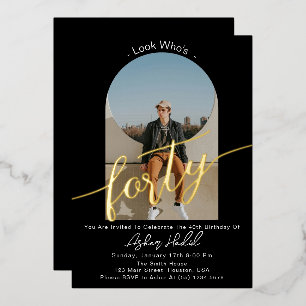 Minimalist Forty 40th Birthday Party Gold 