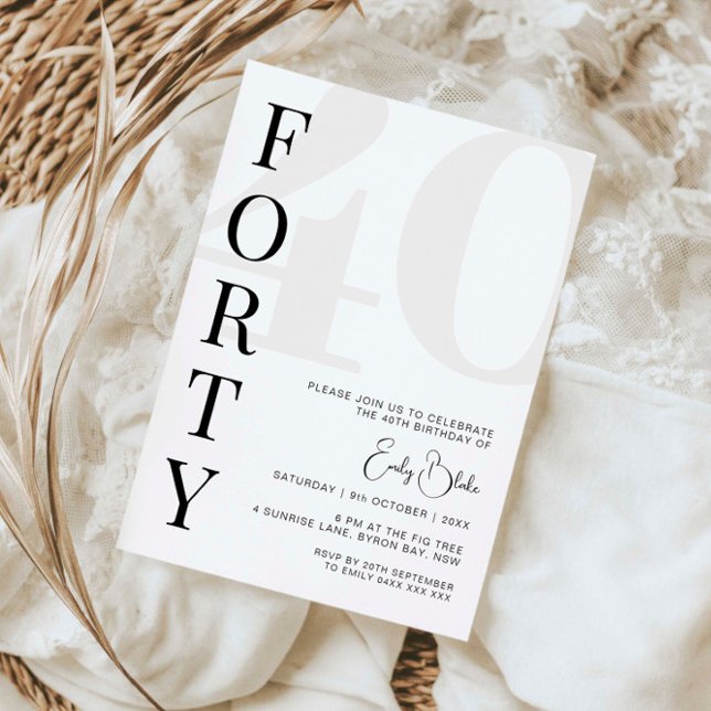 Minimalist Forty 40th Birthday Party Invitation (Creator Uploaded)
