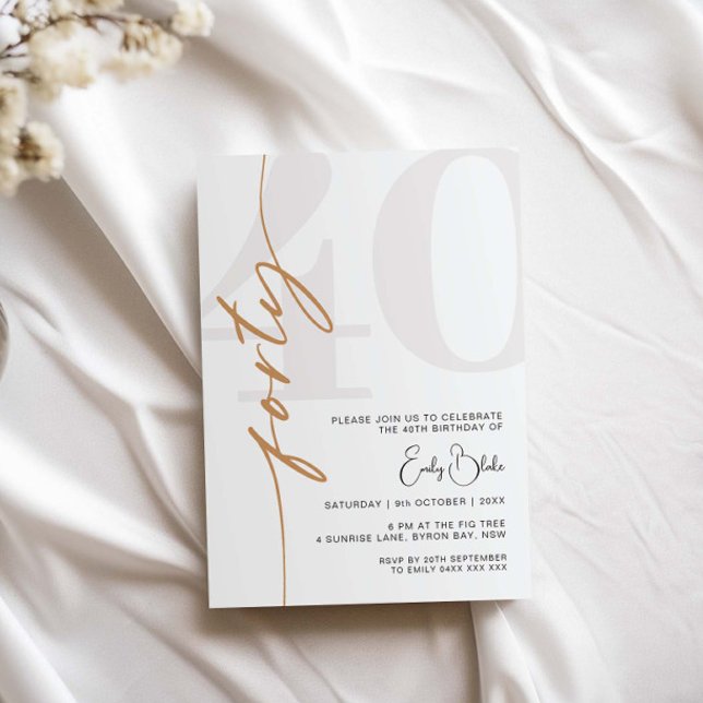 Minimalist Forty 40th Birthday Party Invitation (Creator Uploaded)
