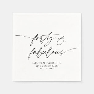 Minimalist Forty and Fabulous 40th Birthday Party Napkin