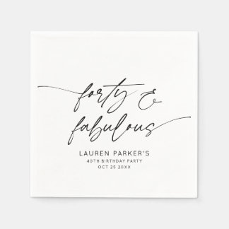 Minimalist Forty and Fabulous 40th Birthday Party Napkin