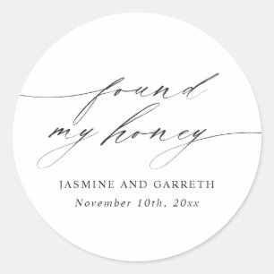 Minimalist Found My Honey Wedding Sticker & Label