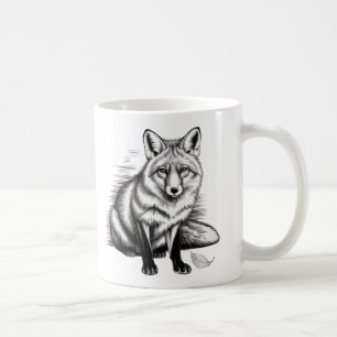 Minimalist Fox Line Art – Emotional Black Ink  Coffee Mug