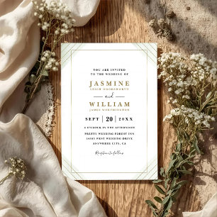 Minimalist Frame Line Elegant QR Code Wedding Invitation