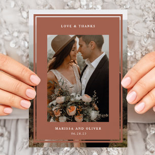 Minimalist Framed Photo Folded Wedding Thank You Card