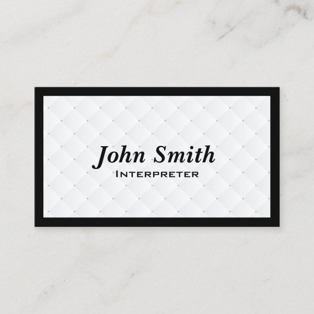 Minimalist Framed Professional Interpreter Business Card (Front)