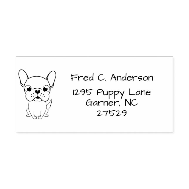 Minimalist French Bulldog Return Address Rubber Stamp (Imprint)