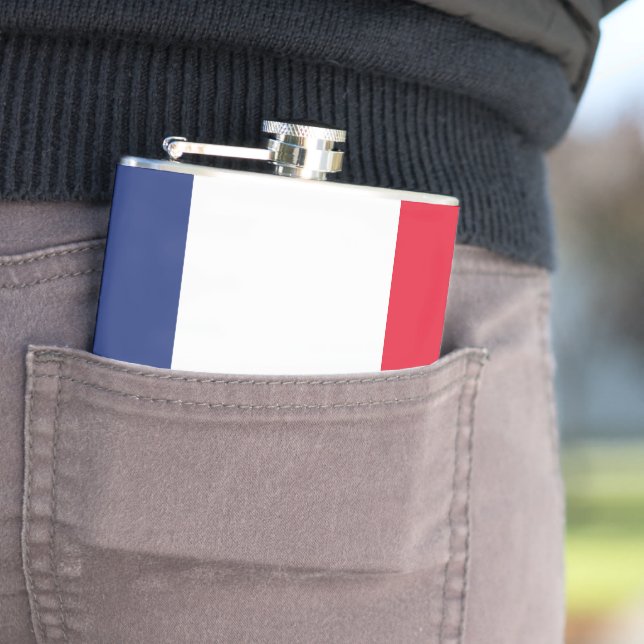 Minimalist French Flag Hip Flask (In Situ)