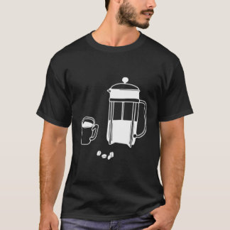 Minimalist French Press Coffee Illustration T-Shirt