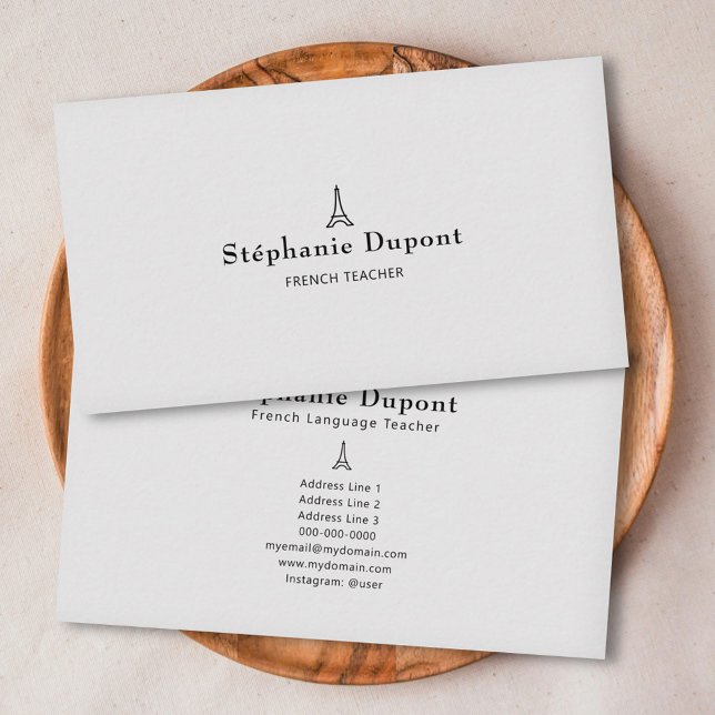 Minimalist French Teacher Business Card (Minimalist French Teacher Business Card)