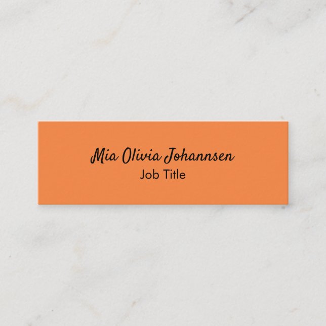 Minimalist Fresh Tangerine Mini Business Card (Front)
