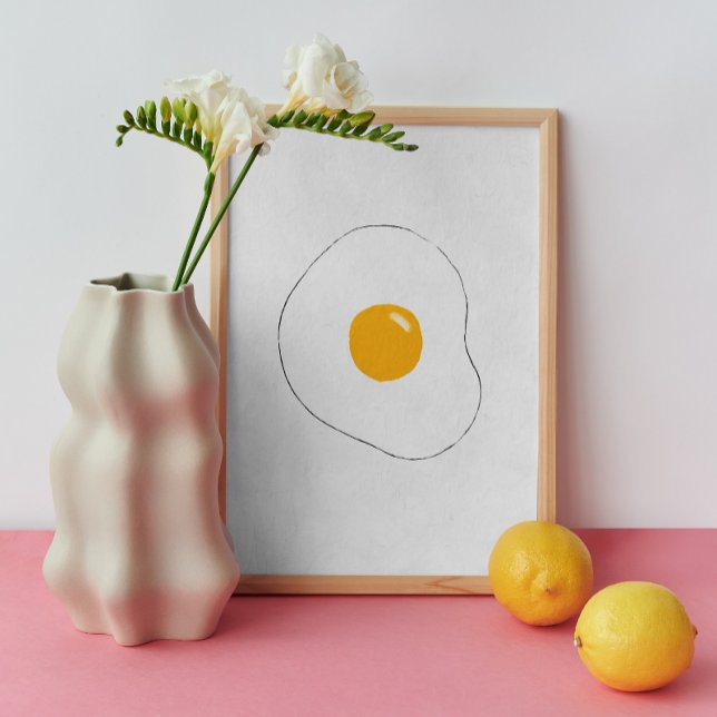Minimalist Fried Egg Wall Art. Kitchen Funny Food Poster (Creator Uploaded)