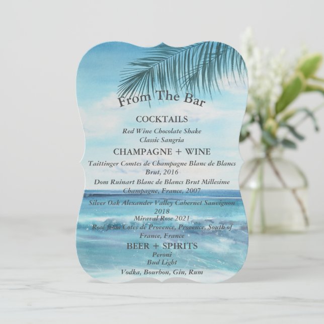 Minimalist From the Bar Wedding Bar Menu Card (Standing Front)