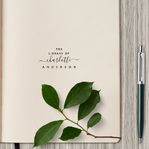 Minimalist From The Library Of Elegant Script Rubber Stamp