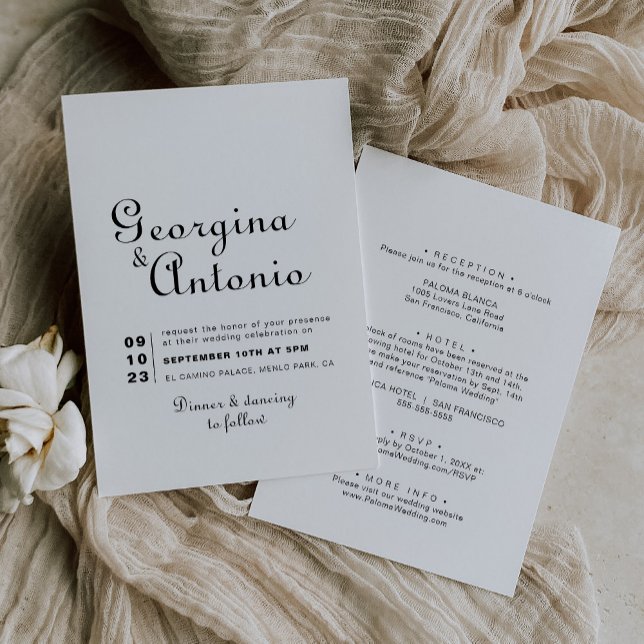 Minimalist Front and Back Wedding  Invitation (Creator Uploaded)