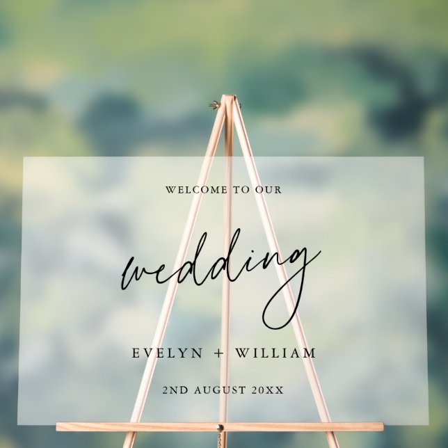 Minimalist Frosted Wedding Welcome  Acrylic Sign (Neutral)