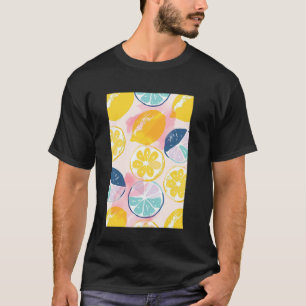 Minimalist Fruit Pattern Art Lemon Watercolor T-Shirt
