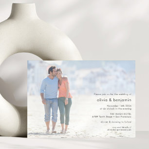 Minimalist Full Couple Photo Clean Modern Wedding Invitation