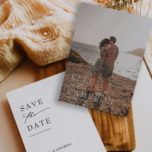 Minimalist Full Photo Modern Calligraphy Wedding Save The Date