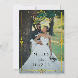 Minimalist Full Photo Wedding | Elegant Gold Invitation
