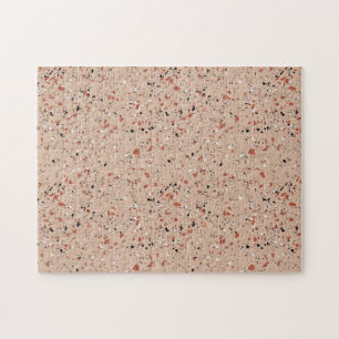 Minimalist Fun Challenging Terrazzo Pattern Pink Jigsaw Puzzle
