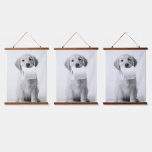 Minimalist Fun Golden Retriever Puppy Toilet Paper Hanging Tapestry