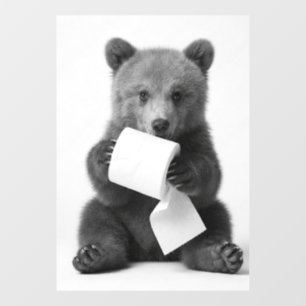 Minimalist Fun Wildlife Bear Holding Toilet Paper