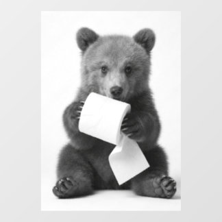 Minimalist Fun Wildlife Bear Holding Toilet Paper