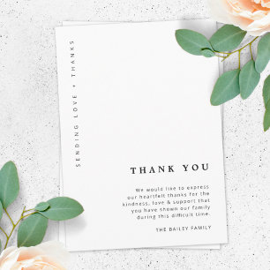 Minimalist Funeral   Celebration of Life Simple Thank You Card