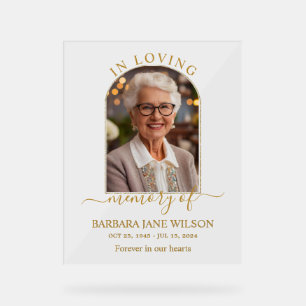 Minimalist Funeral Memorial In Loving Memory Photo Acrylic Sign