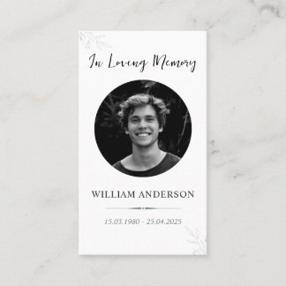 Minimalist Funeral Memorial Prayer Card