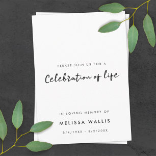 Minimalist Funeral   Modern Celebration of Life Invitation