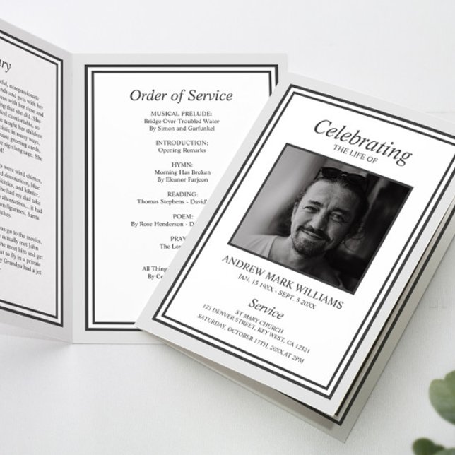 Minimalist Funeral Order of Service Folded Program (Creator Uploaded)