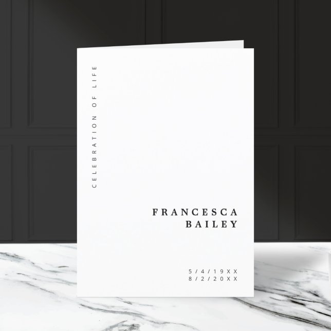 Minimalist Funeral | Order of Service Folded Program (Creator Uploaded)