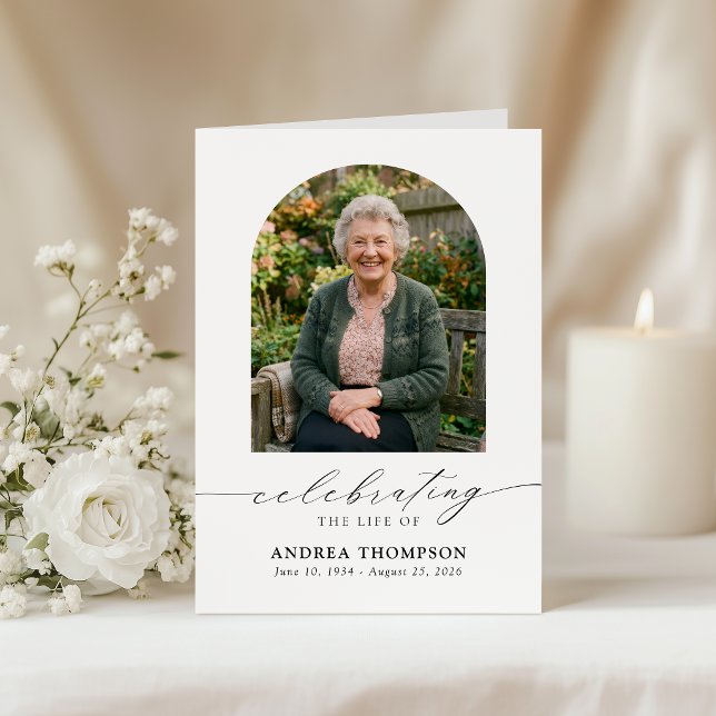 Minimalist Funeral Photo Order of Service Program (Creator Uploaded)