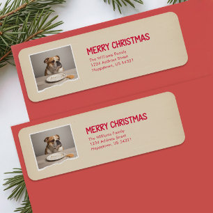 Minimalist Funny Dog Pet Photo Christmas Holiday Return Address Label