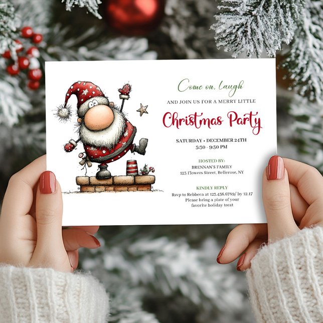 Minimalist funny Santa Christmas party invitation (Minimalist funny Santa Christmas party invite

)