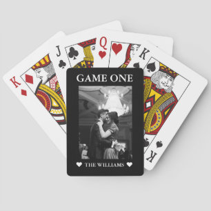 Minimalist Game one Black and white Couple Photo Playing Cards