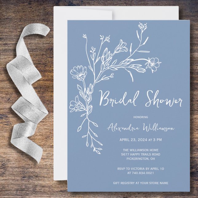 Minimalist Gathered Wildflowers Bridal Shower  Invitation (Creator Uploaded)
