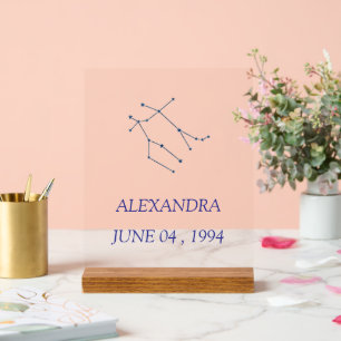 Minimalist Gemini Constellation Acrylic Sign - Per