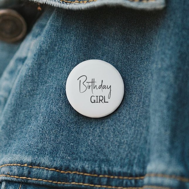 Minimalist Gender Neutral Birthday Girl 6 Cm Round Badge (Creator Uploaded)