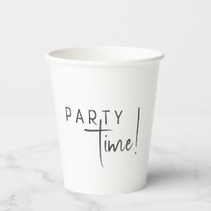 Minimalist Gender Neutral Birthday Party Time Paper Cups